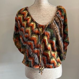 Scott | Size S | Multi Color | Wood Bead Ties | Ethnic Boho Look | Dolman Sleeve